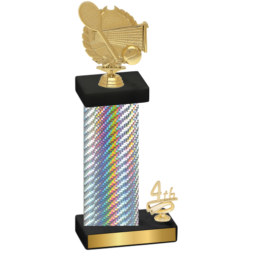 Accented Single Silver Carbon Fiber Fourth Place Tennis Trophy