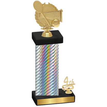 Accented Single Silver Carbon Fiber Fourth Place Tennis Trophy
