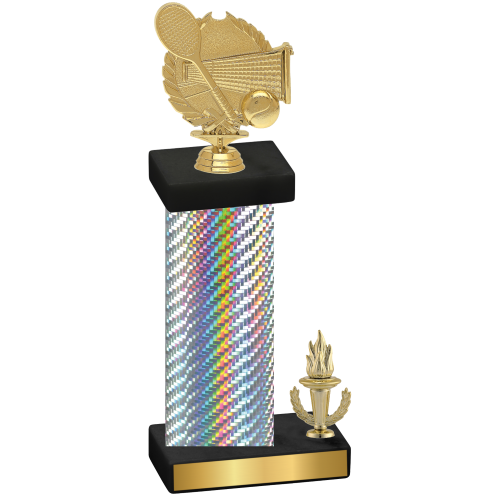 Accented Single Silver Carbon Fiber Victory Tennis Trophy