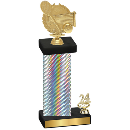 Accented Single Silver Carbon Fiber Year Tennis Trophy