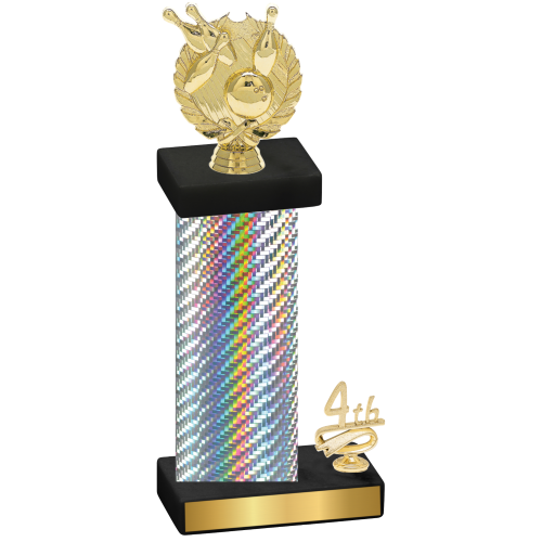 Accented Single Silver Carbon Fiber Fourth Place Bowling Trophy