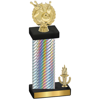 Accented Single Silver Carbon Fiber Victory Bowling Trophy