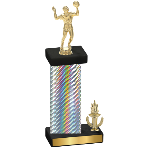 Accented Single Silver Carbon Fiber Victory Volleyball Trophy