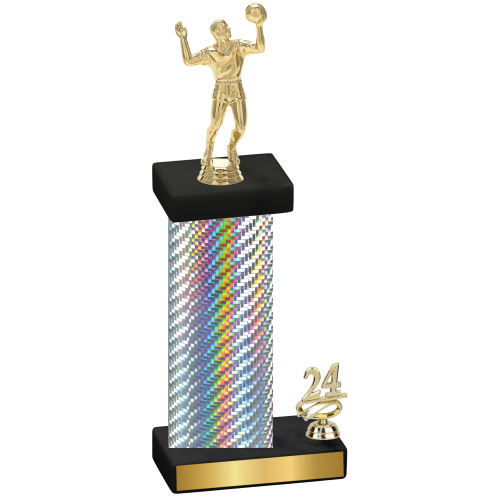 Accented Single Silver Carbon Fiber Year Volleyball Trophy