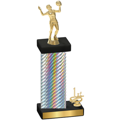 Accented Single Silver Carbon Fiber First Place Volleyball Trophy