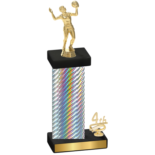 Accented Single Silver Carbon Fiber Fourth Place Volleyball Trophy