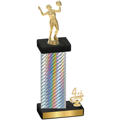 Accented Single Silver Carbon Fiber Fourth Place Volleyball Trophy
