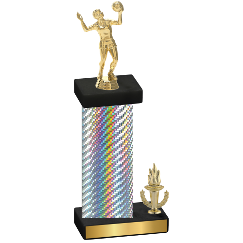 Accented Single Silver Carbon Fiber Victory Volleyball Trophy