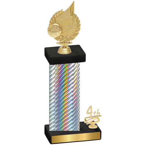 Accented Single Silver Carbon Fiber Fourth Place Volleyball Trophy