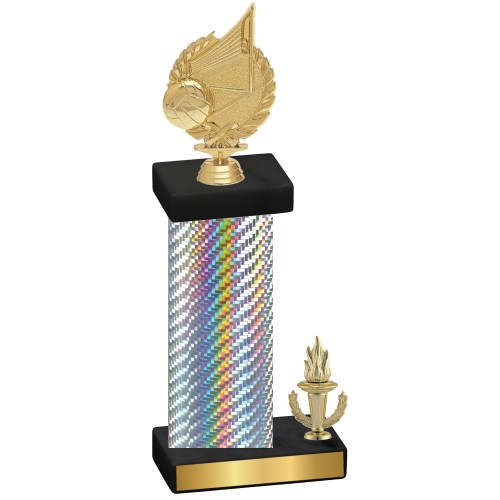 Accented Single Silver Carbon Fiber Victory Volleyball Trophy