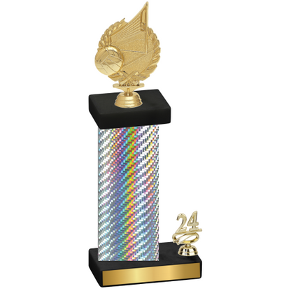 Accented Single Silver Carbon Fiber Year Volleyball Trophy