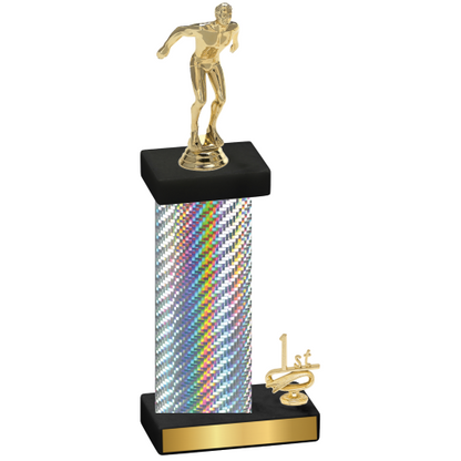 Accented Single Silver Carbon Fiber First Place Swimming Trophy