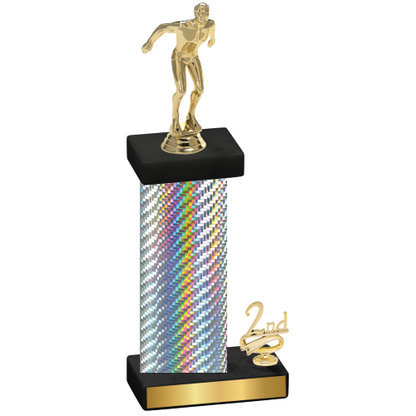 Accented Single Silver Carbon Fiber Second Place Swimming Trophy