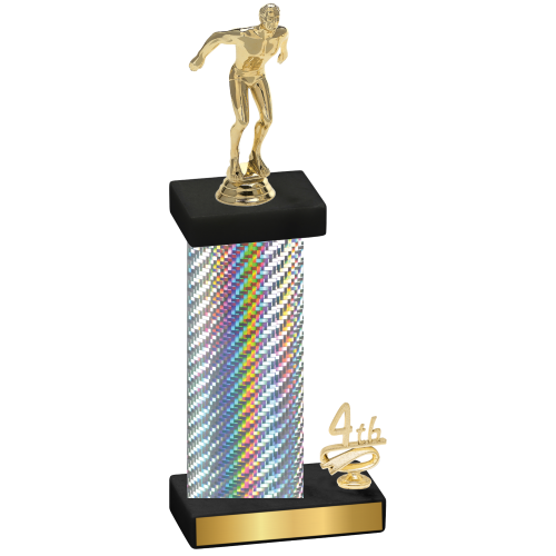 Accented Single Silver Carbon Fiber Fourth Place Swimming Trophy