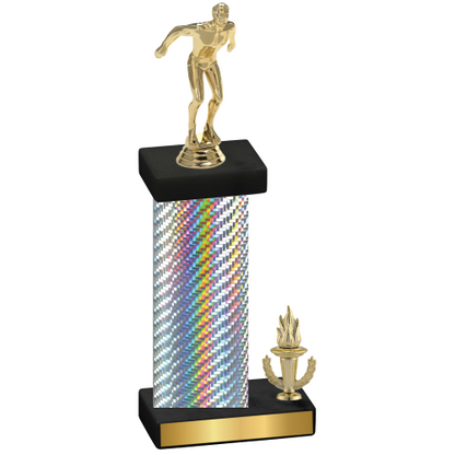 Accented Single Silver Carbon Fiber Victory Swimming Trophy