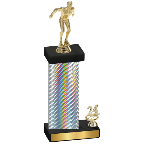 Accented Single Silver Carbon Fiber Year Swimming Trophy