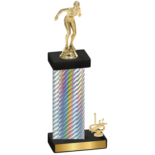 Accented Single Silver Carbon Fiber First Place Tennis Trophy