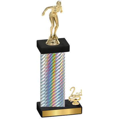 Accented Single Silver Carbon Fiber Second Place Tennis Trophy