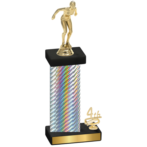 Accented Single Silver Carbon Fiber Fourth Place Tennis Trophy