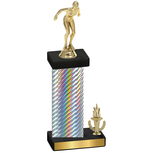 Accented Single Silver Carbon Fiber Victory Tennis Trophy