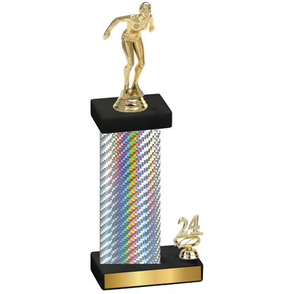 Accented Single Silver Carbon Fiber Year Tennis Trophy