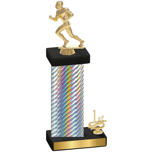 Accented Single Silver Carbon Fiber First Place Football Trophy