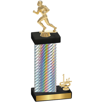 Accented Single Silver Carbon Fiber First Place Football Trophy