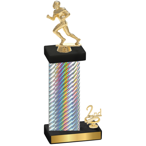 Accented Single Silver Carbon Fiber Second Place Football Trophy