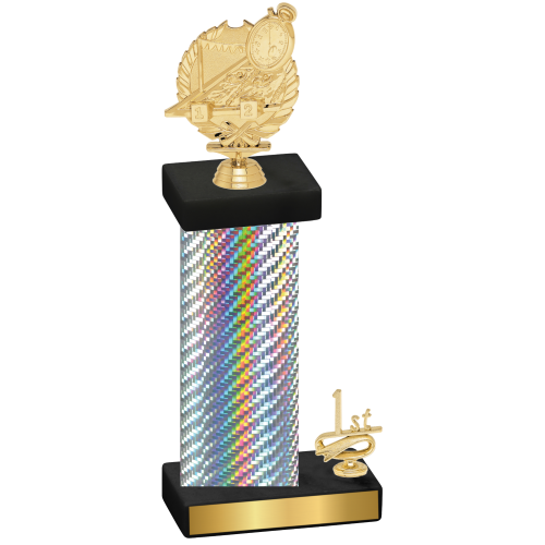 Accented Single Silver Carbon Fiber First Place Swimming Trophy