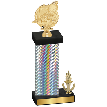 Accented Single Silver Carbon Fiber Victory Swimming Trophy