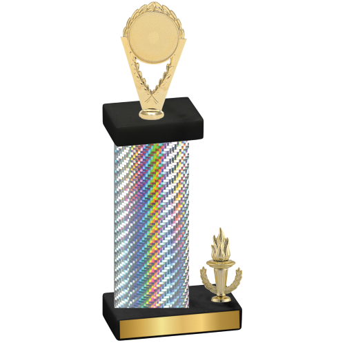 Accented Single Silver Carbon Fiber Victory Insert Trophy