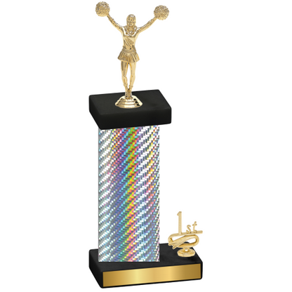 Accented Single Silver Carbon Fiber First Place Cheerleading Trophy