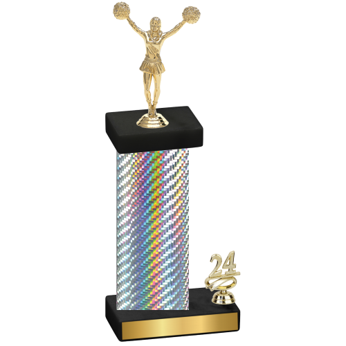 Accented Single Silver Carbon Fiber Year Cheerleading Trophy