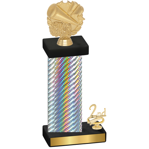 Accented Single Silver Carbon Fiber Second Place Cheerleading Trophy