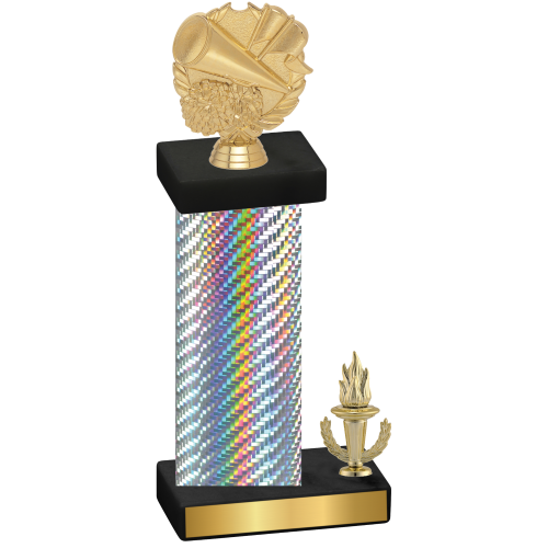 Accented Single Silver Carbon Fiber Victory Cheerleading Trophy