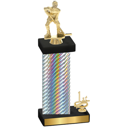 Accented Single Silver Carbon Fiber First Place Hockey Trophy