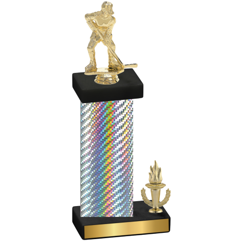 Accented Single Silver Carbon Fiber Victory Hockey Trophy