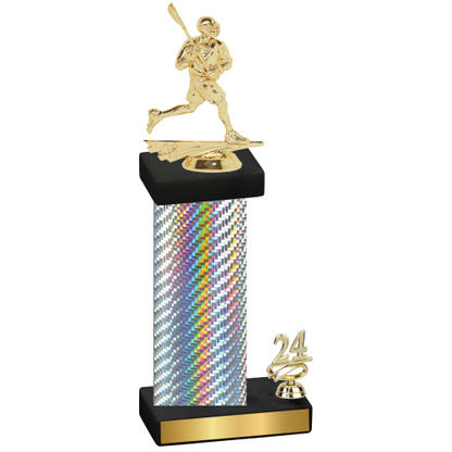 Accented Single Silver Carbon Fiber Year Lacrosse Trophy