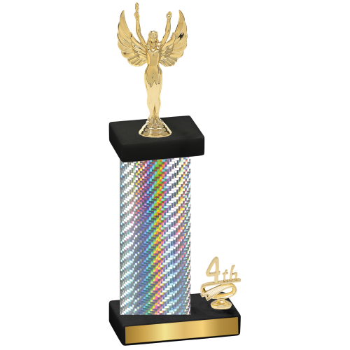 Accented Single Silver Carbon Fiber Fourth Place Victory Trophy