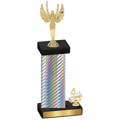 Accented Single Silver Carbon Fiber Fourth Place Victory Trophy