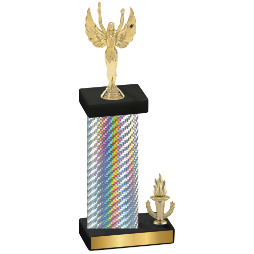 Accented Single Silver Carbon Fiber Victory Victory Trophy