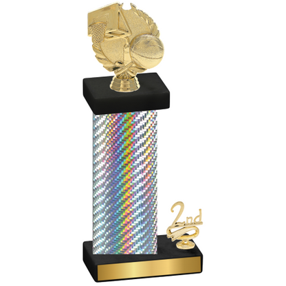 Accented Single Silver Carbon Fiber Second Place Basketball Trophy