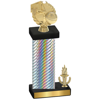 Accented Single Silver Carbon Fiber Victory Basketball Trophy