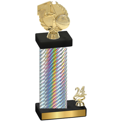 Accented Single Silver Carbon Fiber Year Basketball Trophy