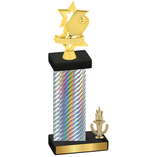 Accented Single Silver Carbon Fiber Victory Pickleball Trophy