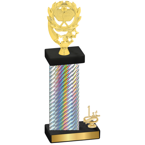 Accented Single Silver Carbon Fiber First Place Pickleball Trophy