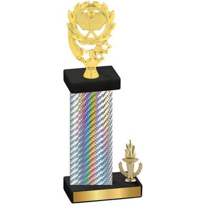 Accented Single Silver Carbon Fiber Victory Pickleball Trophy