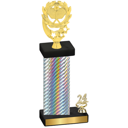 Accented Single Silver Carbon Fiber Year Pickleball Trophy