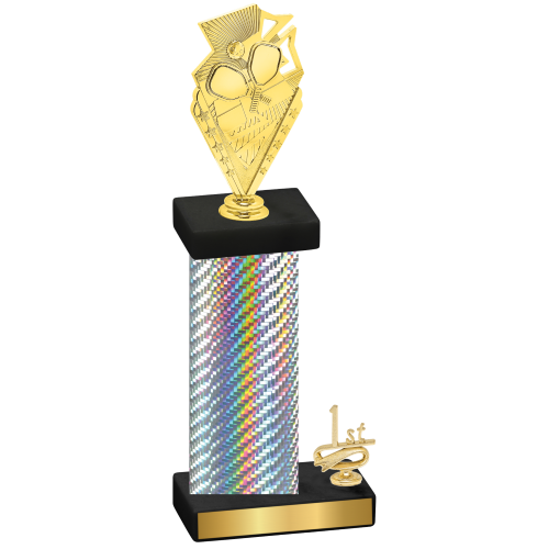 Accented Single Silver Carbon Fiber First Place Pickleball Trophy