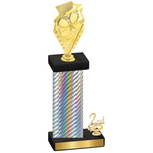 Accented Single Silver Carbon Fiber Second Place Pickleball Trophy